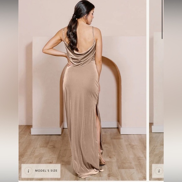 Revelry Nadia Velvet Dress in champagne size 4 - Picture 2 of 8